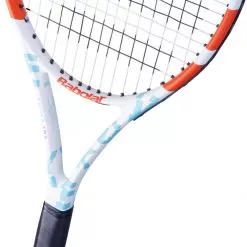 Babolat Evoke 102 W + Blue Club Bag Tennis Starter Bundle -Tennis Passion 121225 197 Babolat Evoke 102 Womens Strung Tennis Racquet Blue White Orange heart 1000 1000 1