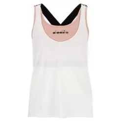 Diadora Women's L Clay Tennis Tank Mahogany Rose And Whisper White
