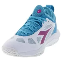Diadora Women's Speed Blushield Fly 3 Plus AG Tennis Shoes White And Aquarius