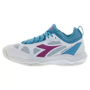 Diadora Women's Speed Blushield Fly 3 Plus AG Tennis Shoes White And Aquarius 2 Diadora Women's Speed Blushield Fly 3 Plus AG Tennis Shoes White And Aquarius - Image 2