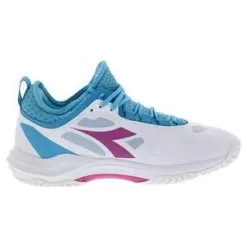 Diadora Women's Speed Blushield Fly 3 Plus AG Tennis Shoes White And Aquarius 7 Diadora Women's Speed Blushield Fly 3 Plus AG Tennis Shoes White And Aquarius -Tennis Passion 176948 D0117F22 Right
