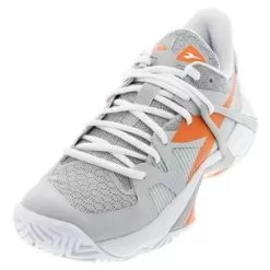 Diadora Women's B.Icon AG Tennis Shoes Silver And Vermillion Orange