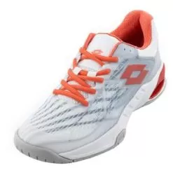 Lotto Women's Mirage 100 Speed Tennis Shoes All White And Red Poppy