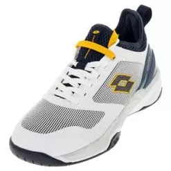 Lotto Men's Mirage 200 Speed Tennis Shoes All White And Navy Blue
