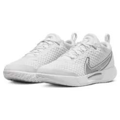 Nike Women's Zoom Pro Tennis Shoes White And Metallic Silver