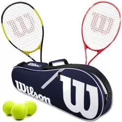 Wilson Energy XL + Envy XP Mixed Doubles Tennis Bundle W An Advantage II Bag & 3 Balls