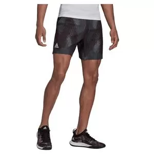 Adidas Men's Primeblue Printed 7 Inch Tennis Short Grey Five And Black 3 Adidas Men's Primeblue Printed 7 Inch Tennis Short Grey Five And Black - Image 3