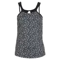Grand Slam.gif Grand Slam Women's Daisy Printed Strappy Tennis Tank With Mesh Caviar
