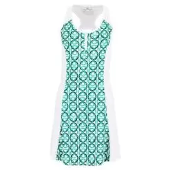 Grand Slam Women's Geo Print Racerback Tennis Dress Brilliant White