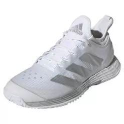 Adidas Women's Adizero Ubersonic 4 Tennis Shoes Footwear White And Silver Metallic