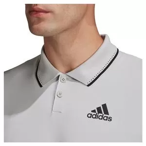 Adidas Men's HEAT.RDY Top Tennis Polo Shirt Grey One And Black 5 Adidas Men's HEAT.RDY Top Tennis Polo Shirt Grey One And Black - Image 5