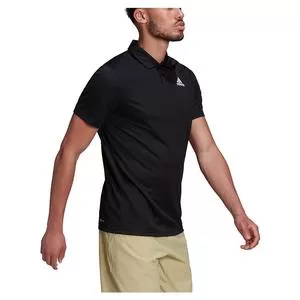 Adidas Men's HEAT.RDY Tennis Polo Shirt Black And White 4 Adidas Men's HEAT.RDY Tennis Polo Shirt Black And White - Image 4