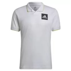 Adidas Men's Paris Freelift Tennis Polo Shirt White And Pulse Lime