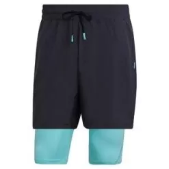 Adidas Men's Paris HEAT.RDY 2in1 7 Inch Tennis Short Carbon And Pulse Aqua