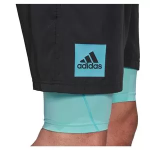 Adidas Men's Paris HEAT.RDY 2in1 7 Inch Tennis Short Carbon And Pulse Aqua 6 Adidas Men's Paris HEAT.RDY 2in1 7 Inch Tennis Short Carbon And Pulse Aqua - Image 6