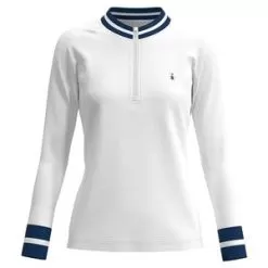 Penguin Women's Long Sleeve Knit Tennis 1/4 Zip Bright White