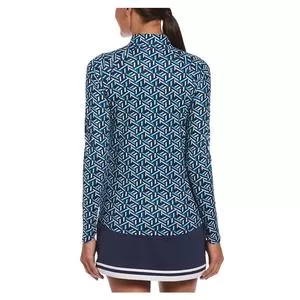 Penguin Women's Geo Printed Sun Protection 1/4 Zip Tennis Top Black Iris 2 Penguin Women's Geo Printed Sun Protection 1/4 Zip Tennis Top Black Iris - Image 2