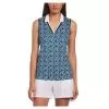 Penguin Women's Sleeveless Geo Print Tennis Polo Black Iris