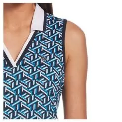 Penguin Women's Sleeveless Geo Print Tennis Polo Black Iris -Tennis Passion OGKSC057 417U22 6