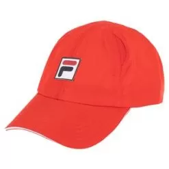 Fila Women's 6 Panel Micropoly Tennis Cap Flame Scarlet And White