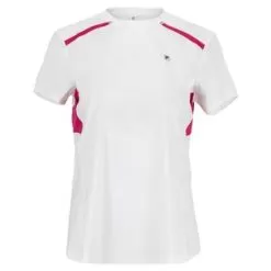 Fila Women's Center Court Short Sleeve Tennis Top White And Pink Peacock