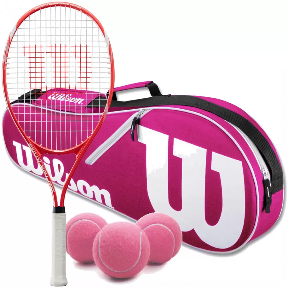 Wilson Envy XP Lite Tennis Racquet Bundled With An Advantage II Tennis Bag And 3 Pink Tennis Balls