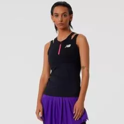 New Balance Women's Tournament Keyhole Tennis Tank Black -Tennis Passion WT13431 BKF21 2