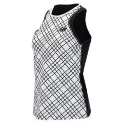New Balance Women's Tournament Printed Tennis Tank White And Black -Tennis Passion WT13433 WKF21