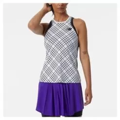 New Balance Women's Tournament Printed Tennis Tank White And Black